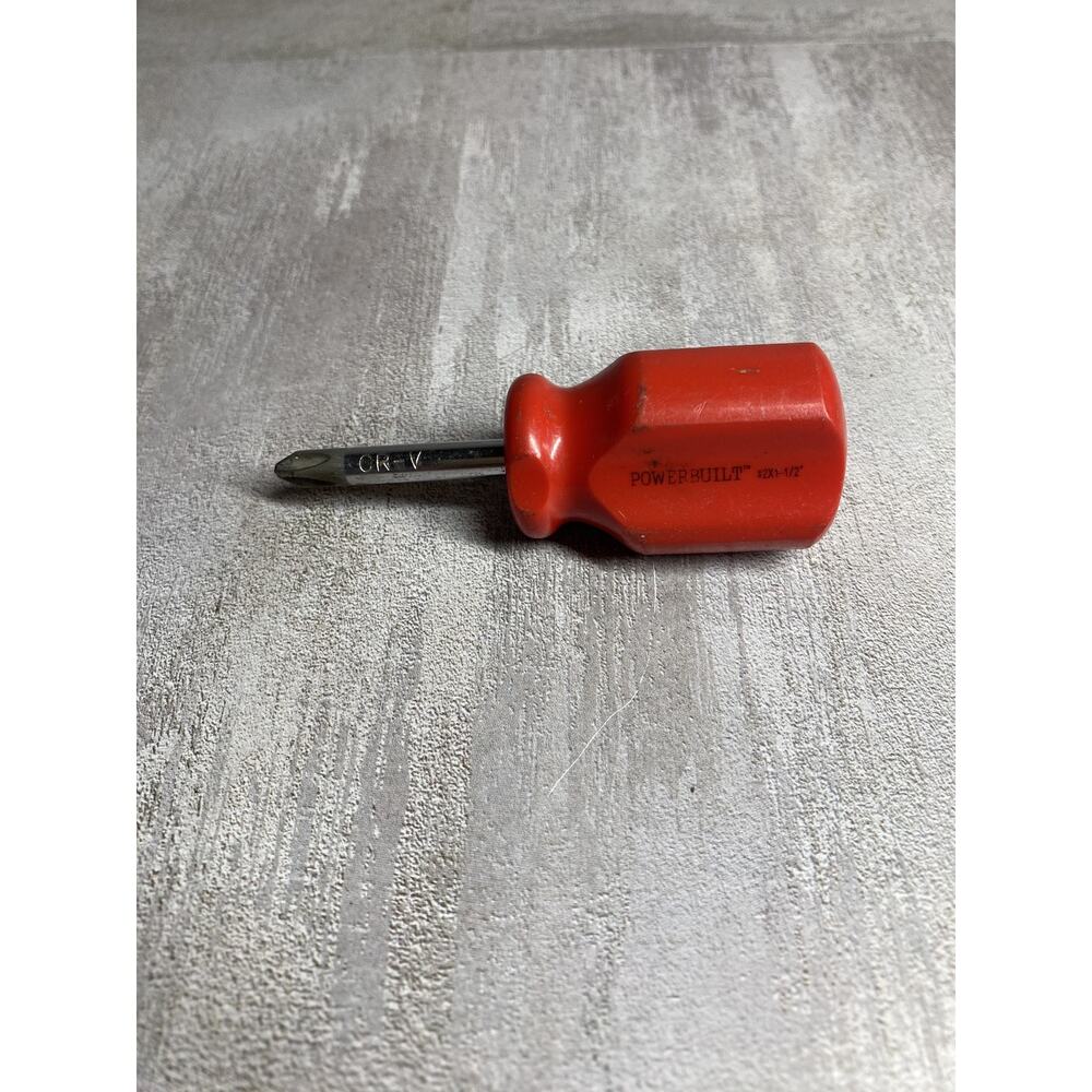 Powerbuilt Stubby Phillips Screwdriver CR-V 2x1-1/2 Inch Hand Tool USA